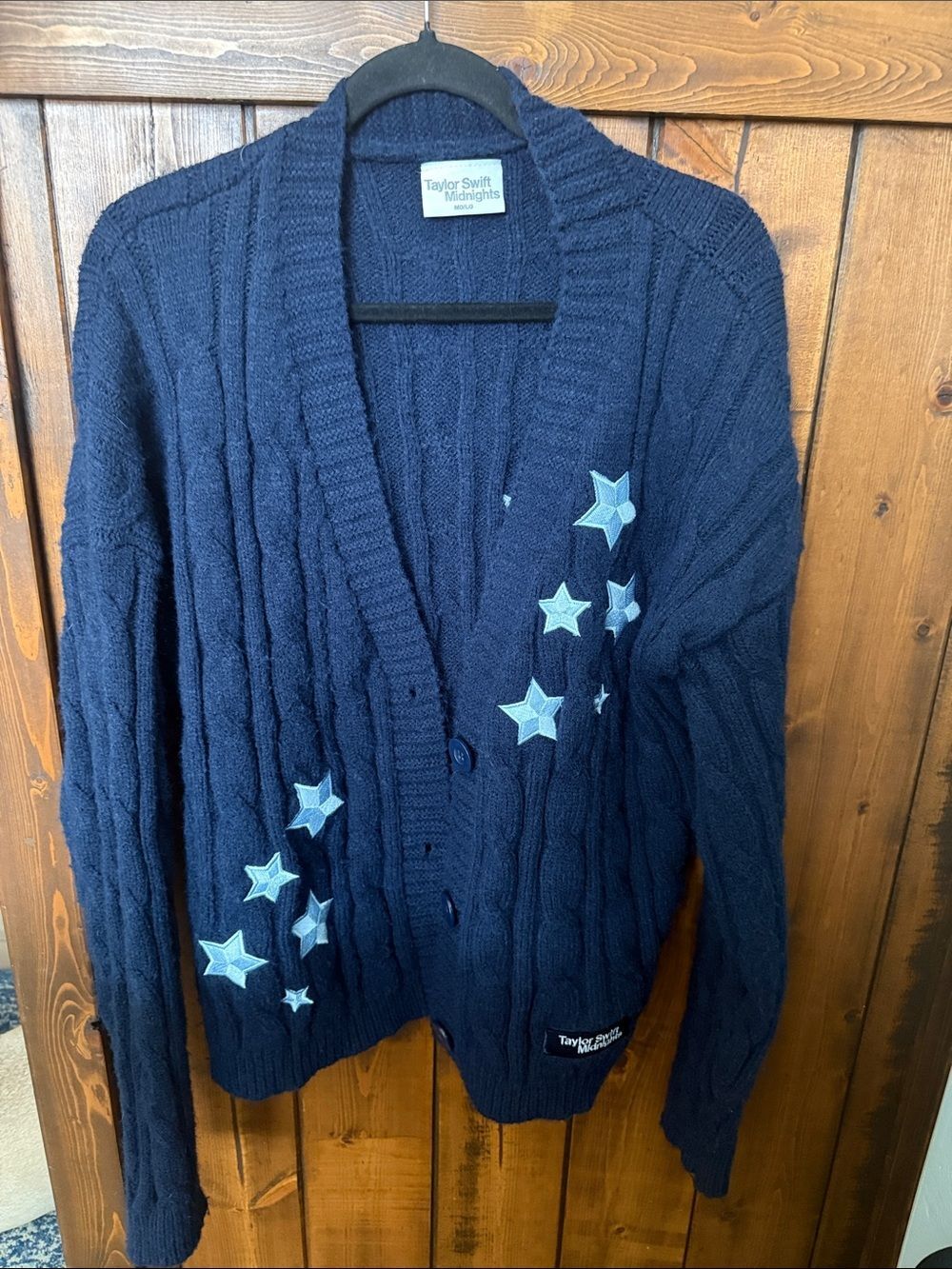 Taylor Swifts Midnights Cardigan, Navy w/ Light Blue Stars, M/L